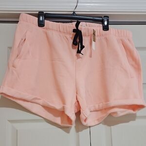 PINK Victoria's Secret Peach Drawstring Lounge Shorts with Black Tie